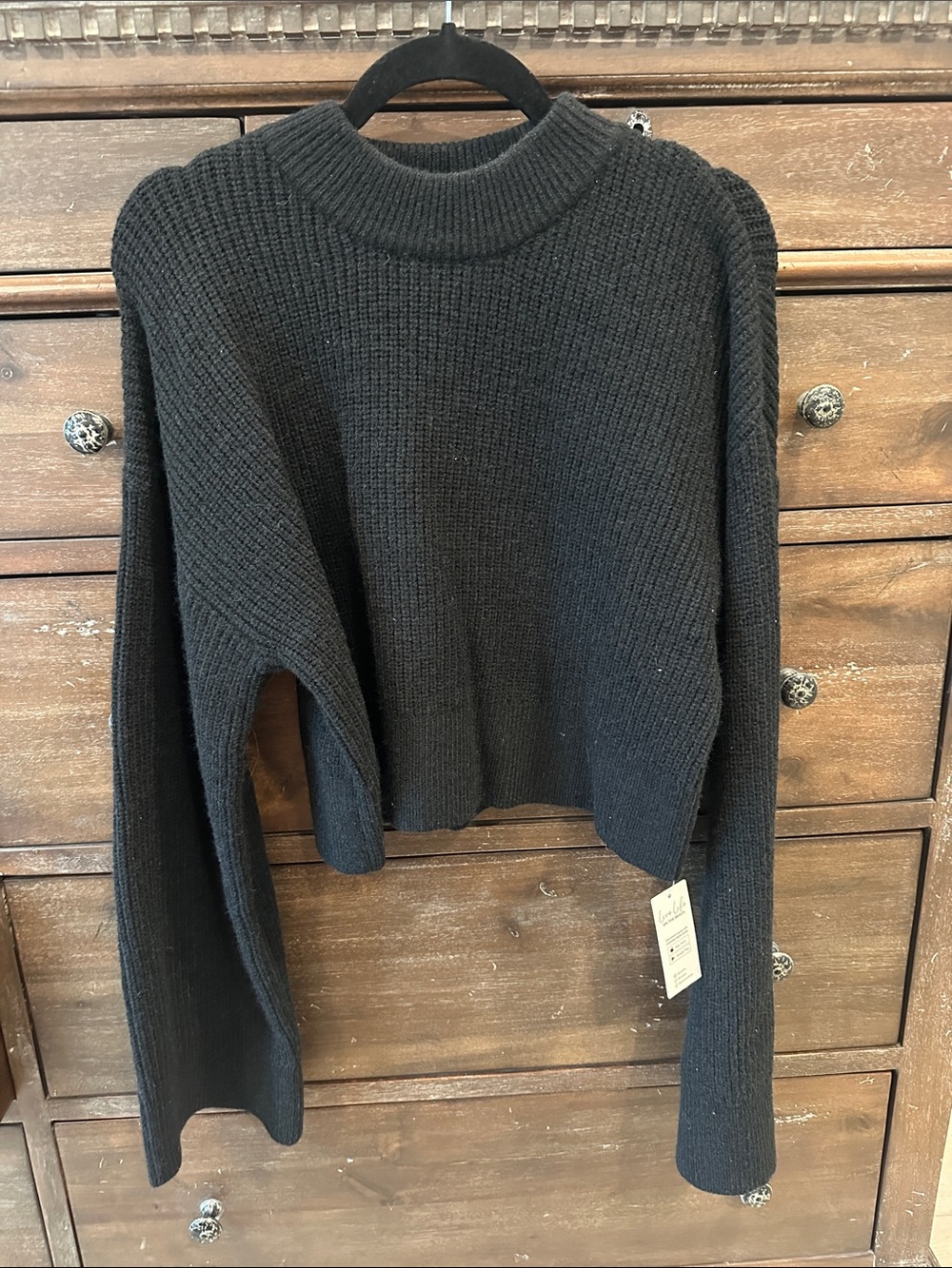 Cupshe Black Ribbed Cowl Neck Sweater